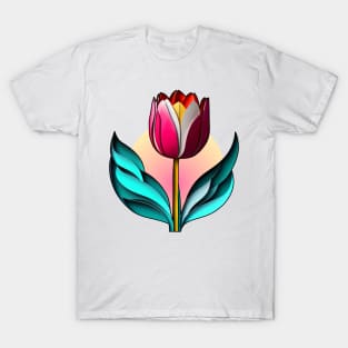 Beautiful Tulip - Papercut STyle T-Shirt